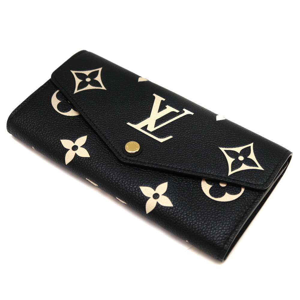 Louis Vuitton Sarah Portefeuille Wallet Empreinte Leather Black Beige